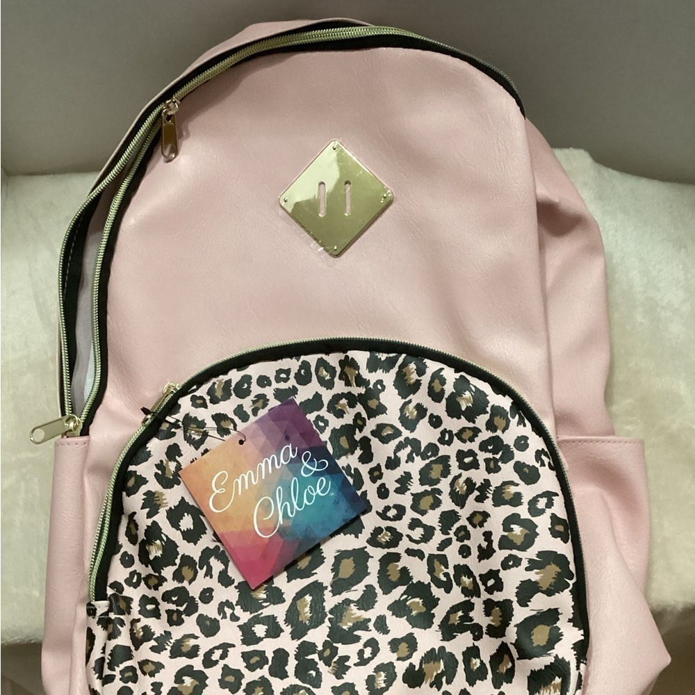 Faux Pink Leather with Chita print back pack. Great for the little scholar!